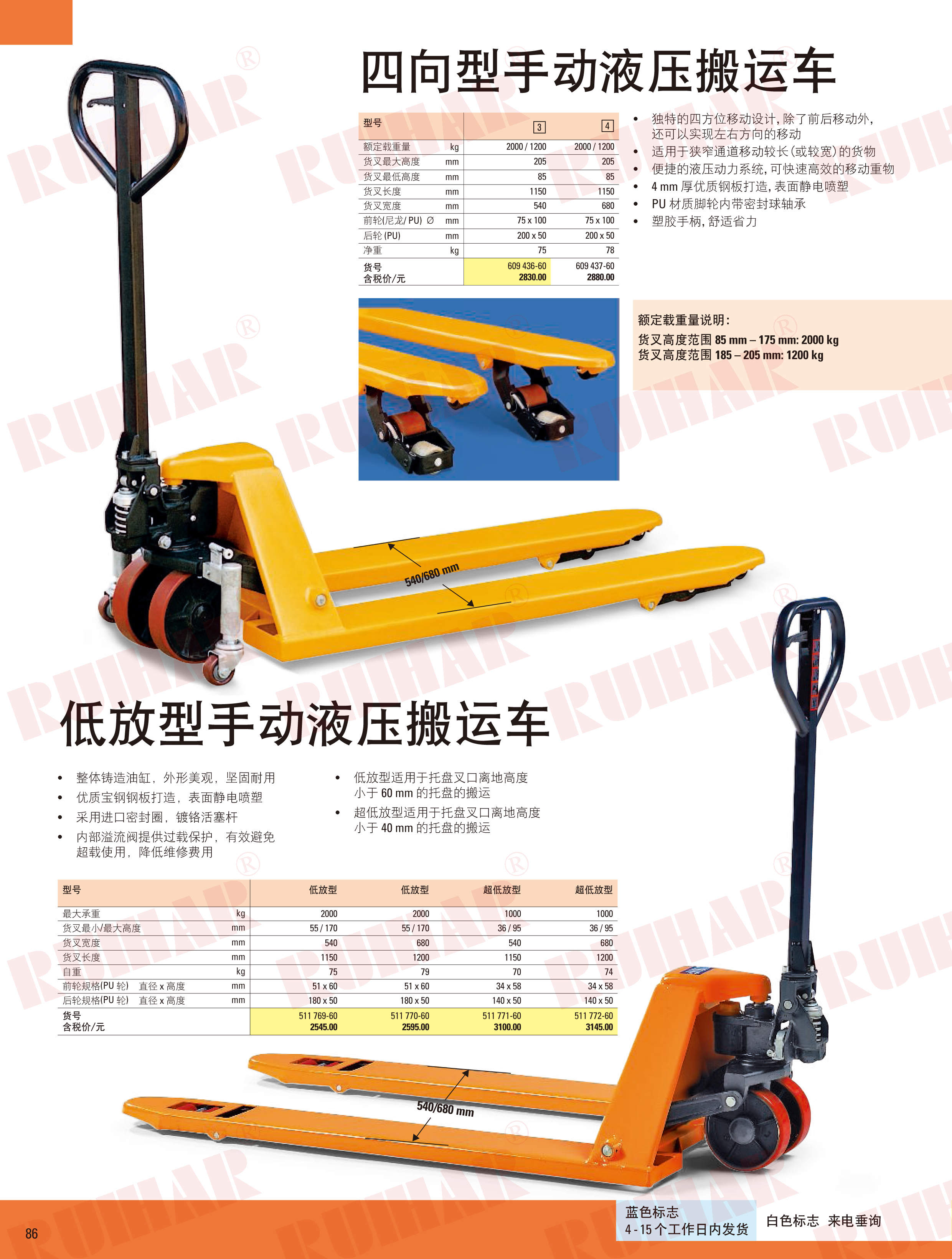 低放型手動(dòng)液壓搬運(yùn)車