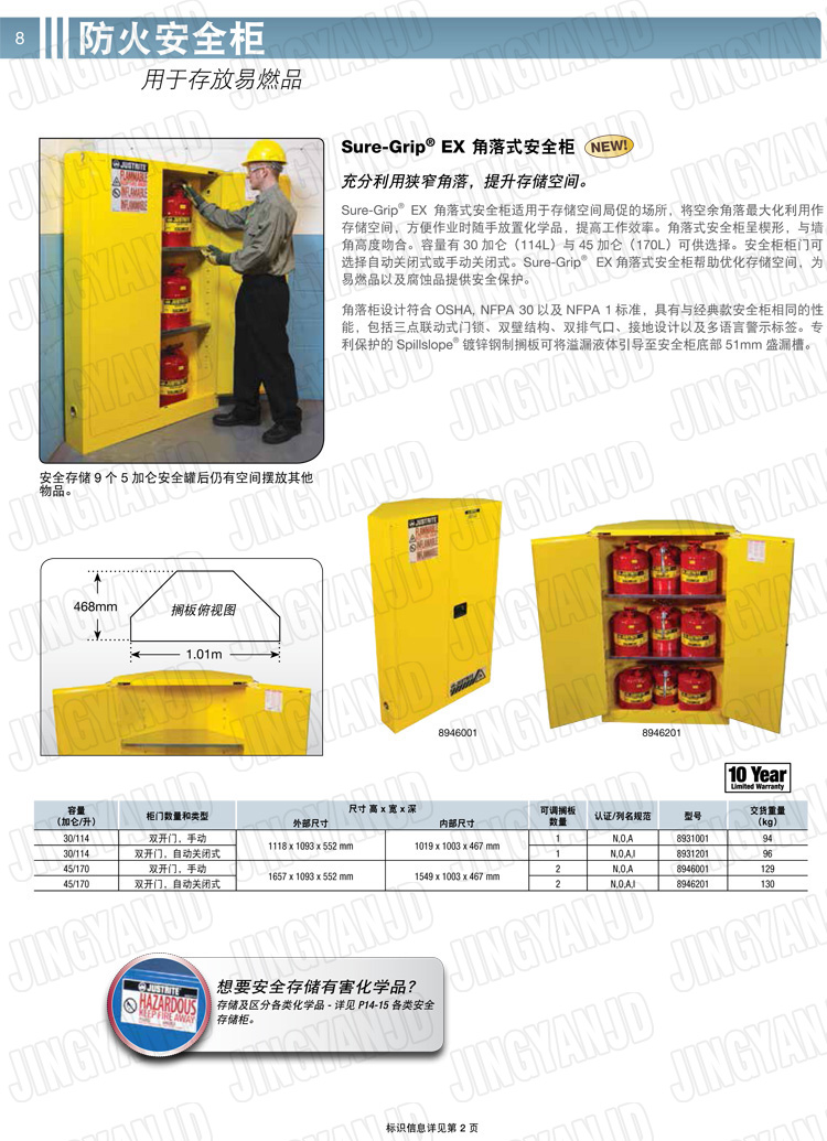 美國杰斯瑞特，防火安全柜，justrite防火柜，justrite安全柜，防爆柜justrite