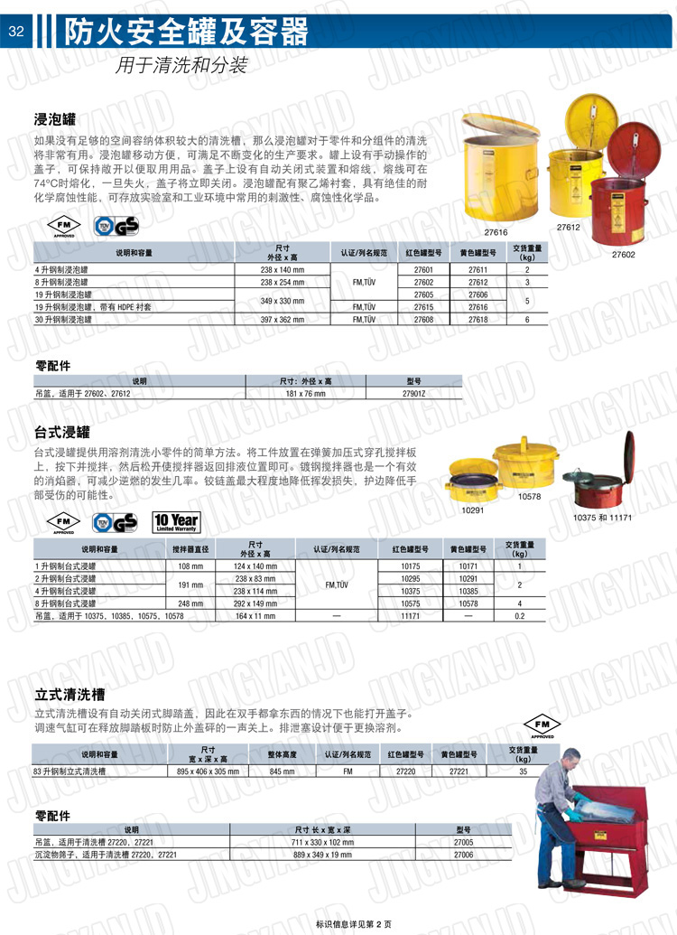 美國杰斯瑞特，justrite，臺式浸泡罐，立式清洗槽，清洗罐