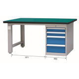 重型工作臺帶四抽底柜(40mm復合臺面)，E-XBG2175(G)